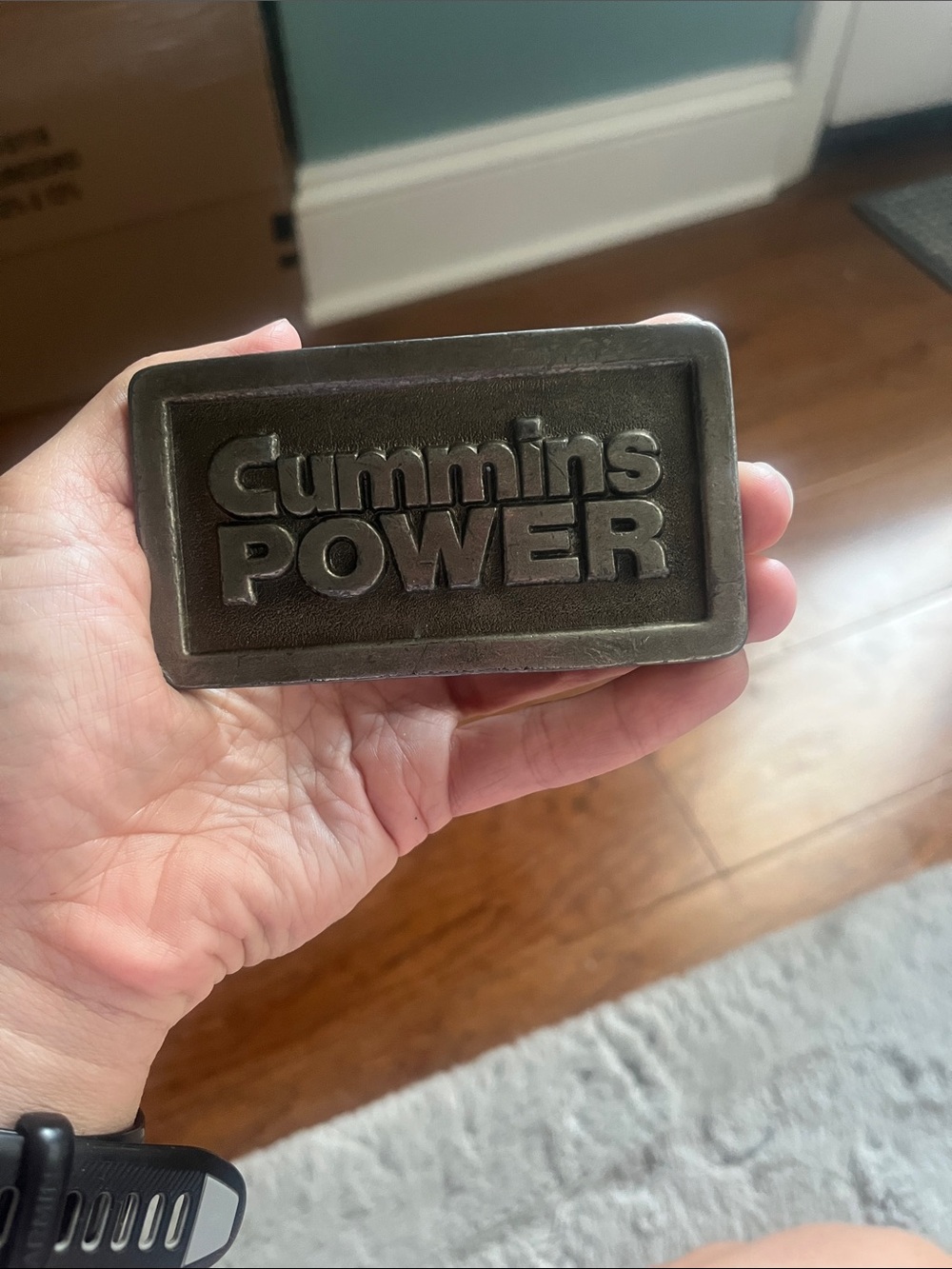 Cummins Power Metal Belt Buckle - Dark Gunmetal Finish